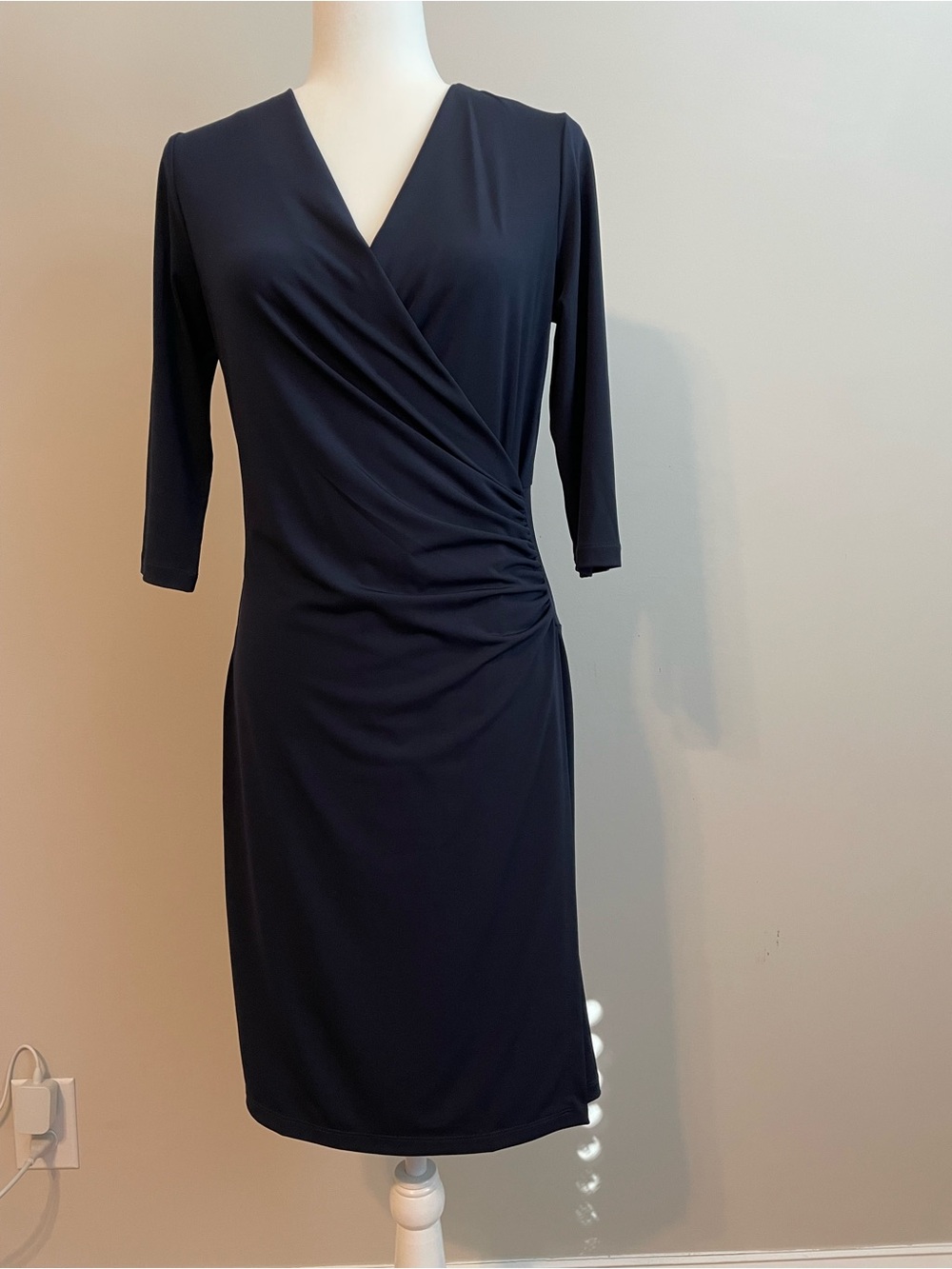Anatomie ‘Marine’ Navy Faux  Wrap-Front Midi Dress